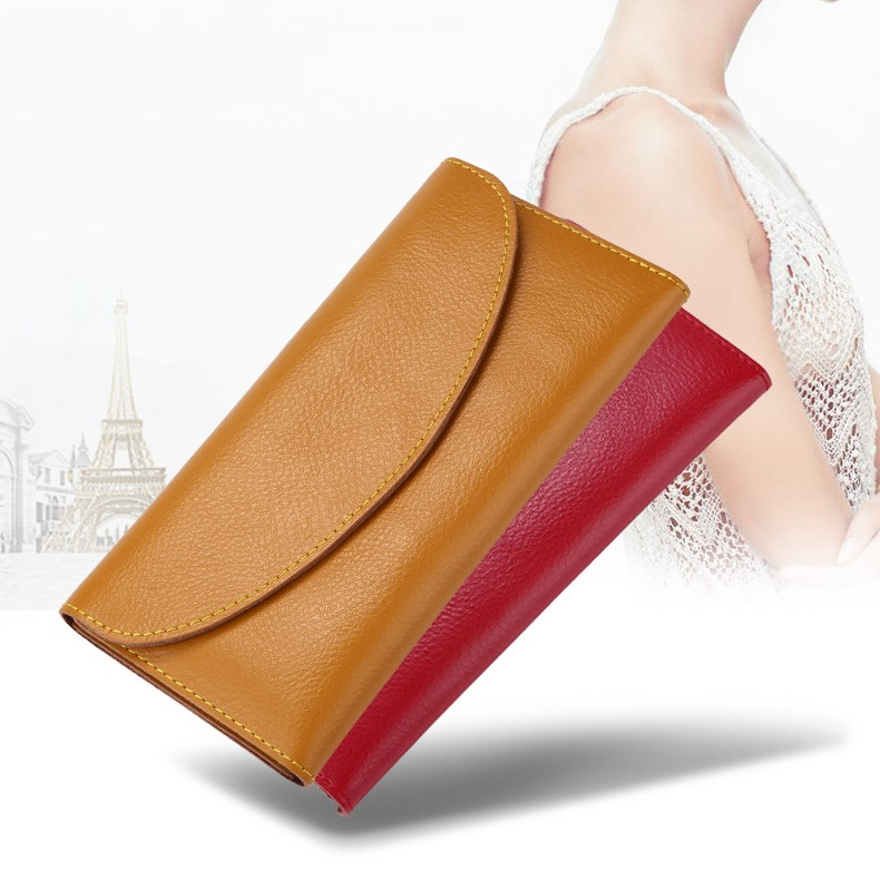 Damen Geldbörse in Langformat ⎜ Schlichte Lederbrieftasche mit elegantem Design und großzügigem Stauraum