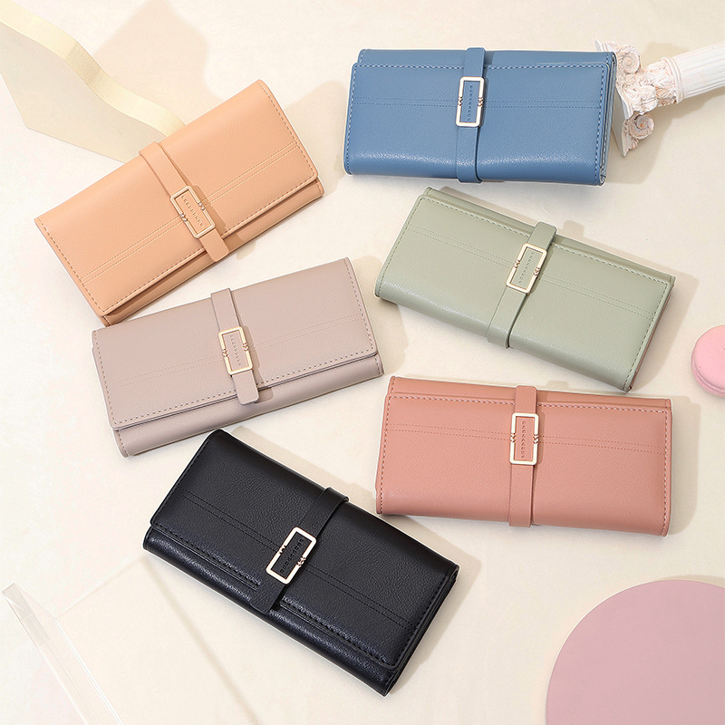 Clutch für Damen ⎜ Elegante Dreifach-Faltbörse mit Metallschnalle und großzügigem Stauraum für Karten und Bargeld