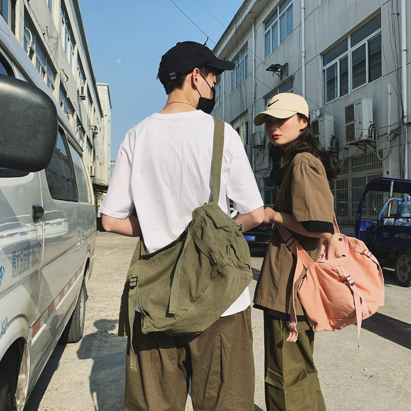 Rucksack für Damen ⎜ Lässiger Canvas-Rucksack im Faltenstil mit verstellbaren Trägern für Alltag und Freizeit