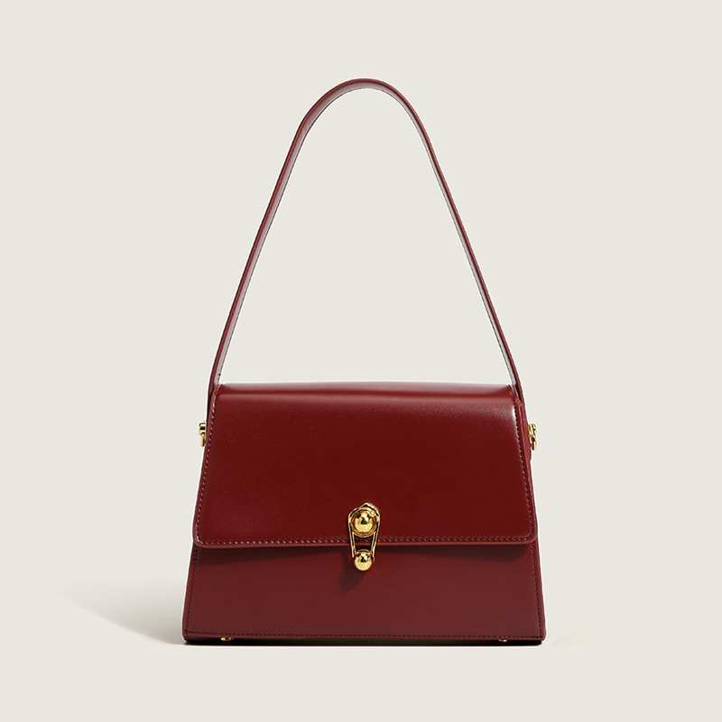 Handtasche für Damen ⎜ Kompakte Schultertasche in Uni-Farbe mit Drehverschluss für Alltag und elegante Anlässe