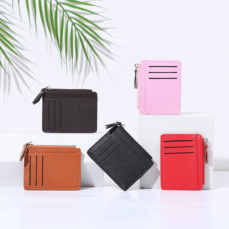 Kartenetui mit Reißverschluss für Damen ⎜ Kompakte Brieftasche mit Fächern für Karten und Münzen