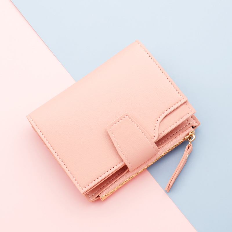 Damen Geldbörse mit Reißverschluss ⎜ Kurze Brieftasche mit mehreren Kartenfächern und schlichtem Design