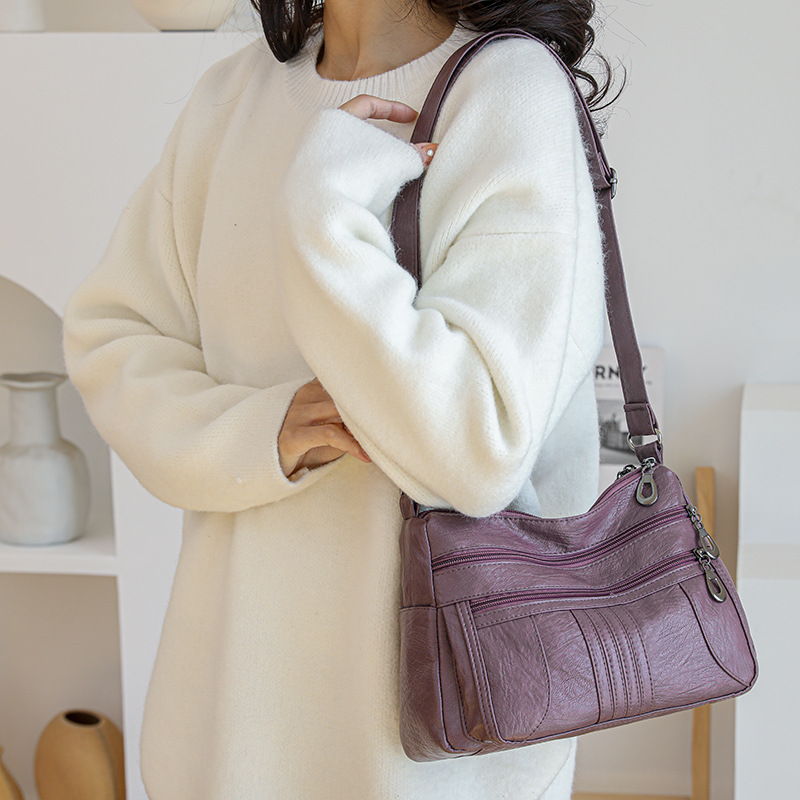 Umhängetasche für Damen ⎜ Leichte Schultertasche aus Kunstleder mit Reißverschluss für den Alltag
