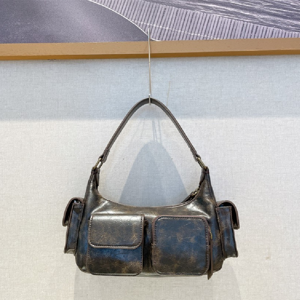 Schultertasche für Damen im Vintage-Stil ⎜ Kompakte Handtasche mit Außentaschen für Alltag und Freizeit