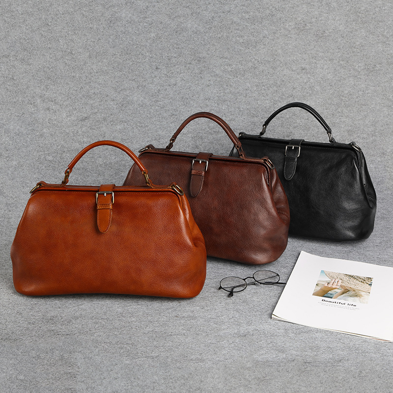 Handtasche für Damen ⎜ Vielseitige Retro-Tasche aus Kunstleder mit Tragegriff für Alltag und Büro