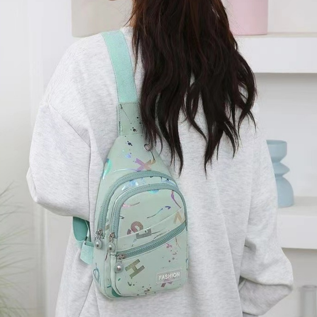 Crossbody Rucksack für Damen ⎜ Leichte Brusttasche mit Verstellbarem Gurt und Farbenfrohem Design