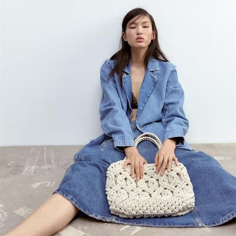 Shopper Tasche für Damen ⎜ Handgewebte Schultertasche aus Baumwollseil mit Boho-Design für Alltag und Strand