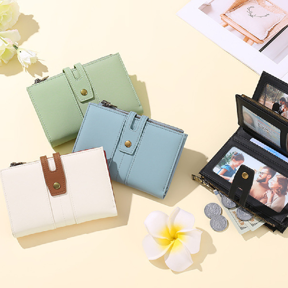 Kleingeldbörse für Damen ⎜ Kompakte Brieftasche aus Leder mit praktischem Münzfach und Fotoeinsatz
