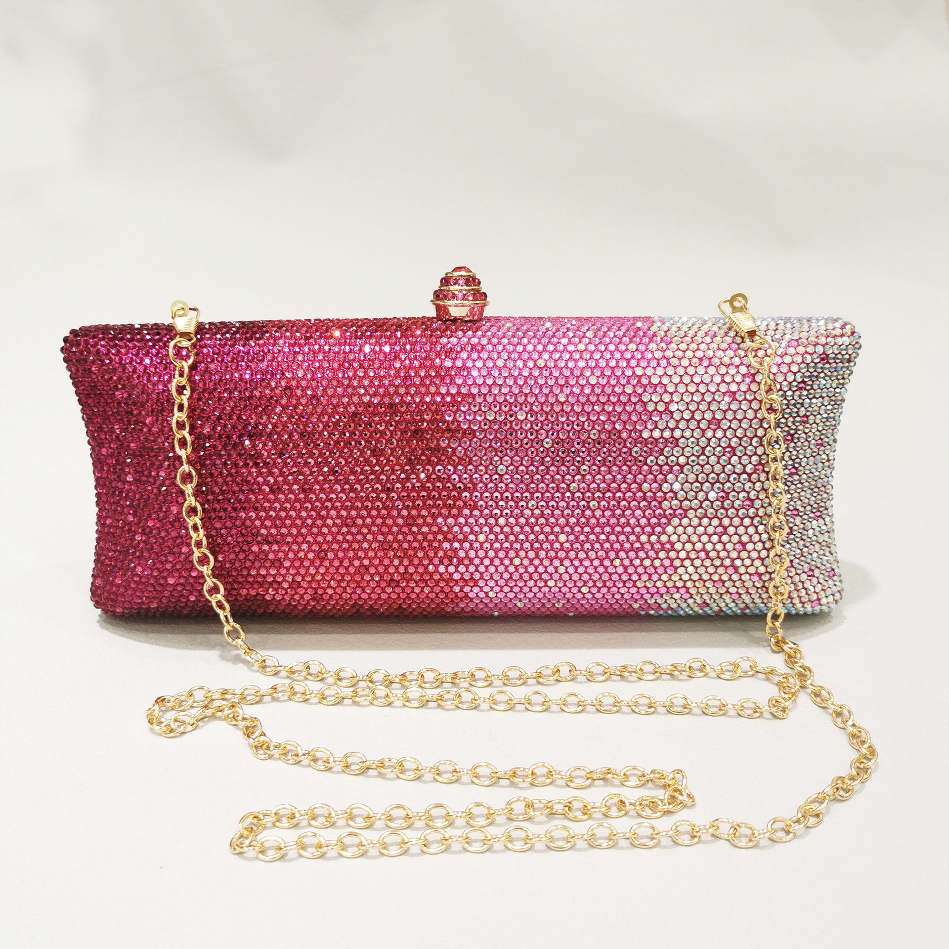 Glitzernde Damentasche ⎜ Elegante Abendtasche mit Strasssteinen und abnehmbarem Schulterriemen