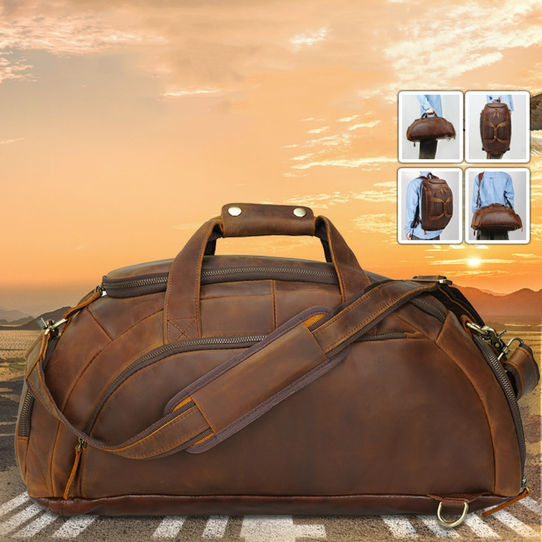 Reisetasche für Herren ⎜ Robuste Weekender-Tasche aus Lederoptik mit großer Kapazität und Schultergurt für Outdoor-Trips