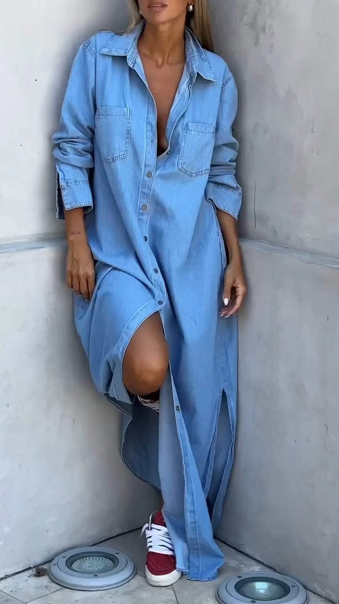 Michelle - Langes Denim-Kleid Sera