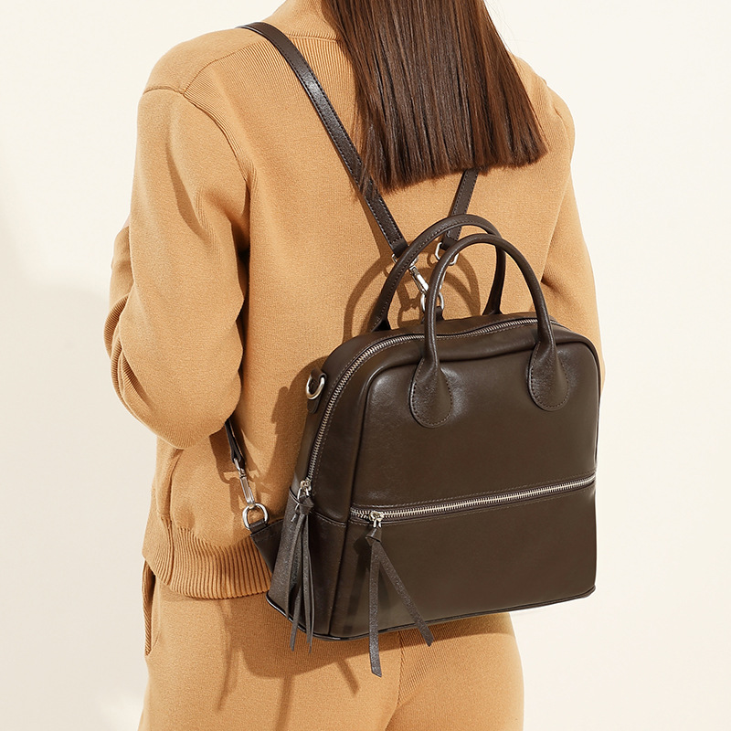Rucksack für Damen ⎜ Eleganter Lederrucksack mit viel Stauraum und Schultergurten