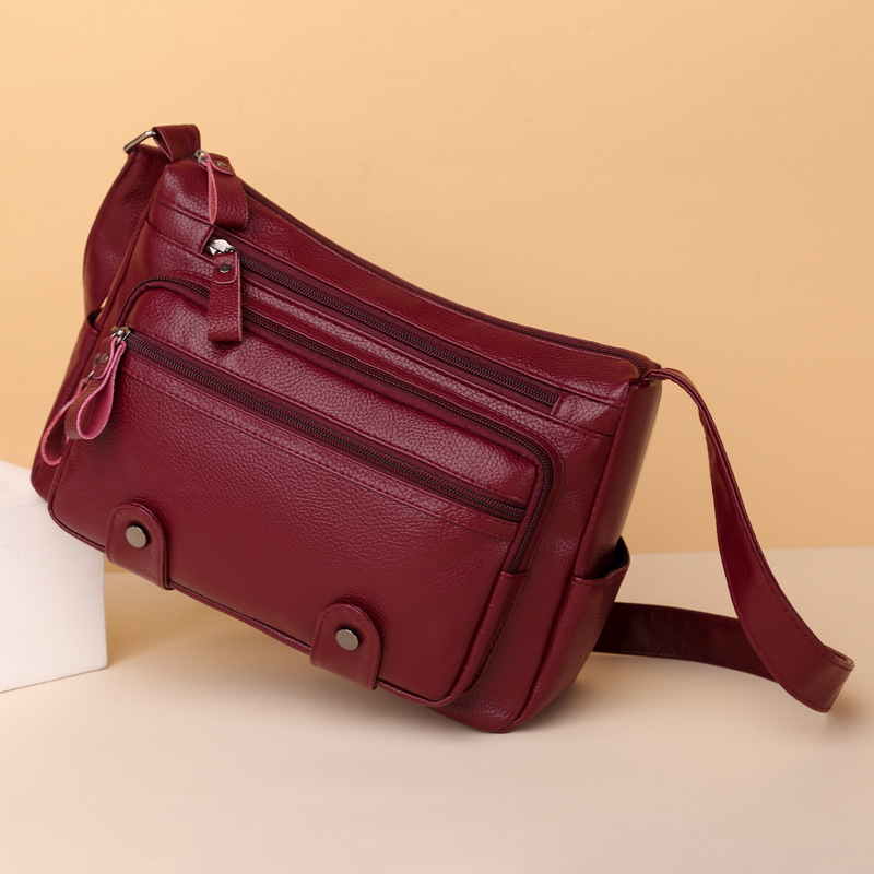 Schultertasche für Damen ⎜ Geräumige Umhängetasche im Retro-Stil mit Reißverschlussfächern für Alltag und Büro