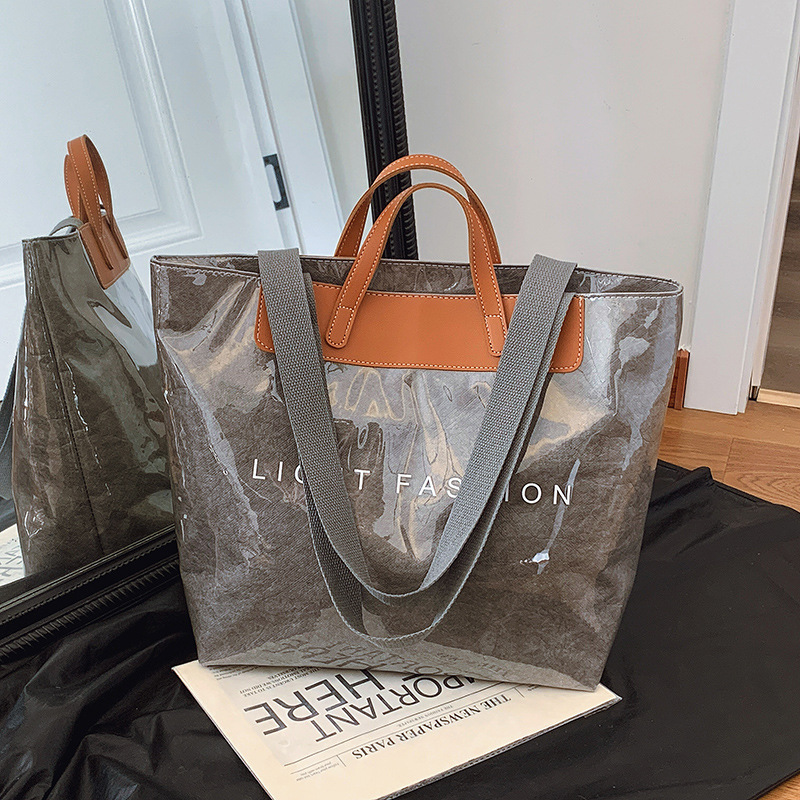 Lack Shopper Tasche Für Damen ⎜ Robuste Tragetasche Mit Modischem Schriftzug Und Viel Platz