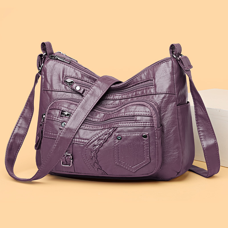 Umhängetasche für Damen ⎜ Geräumige Schultertasche mit dekorativen Details und mehreren Reißverschlussfächern