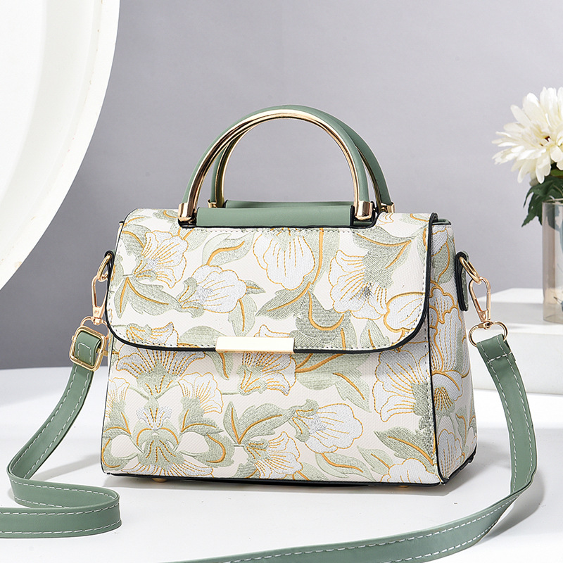 Umhängetasche für Damen ⎜ Bedruckte Schultertasche mit Blumenmuster und abnehmbarem Trageriemen