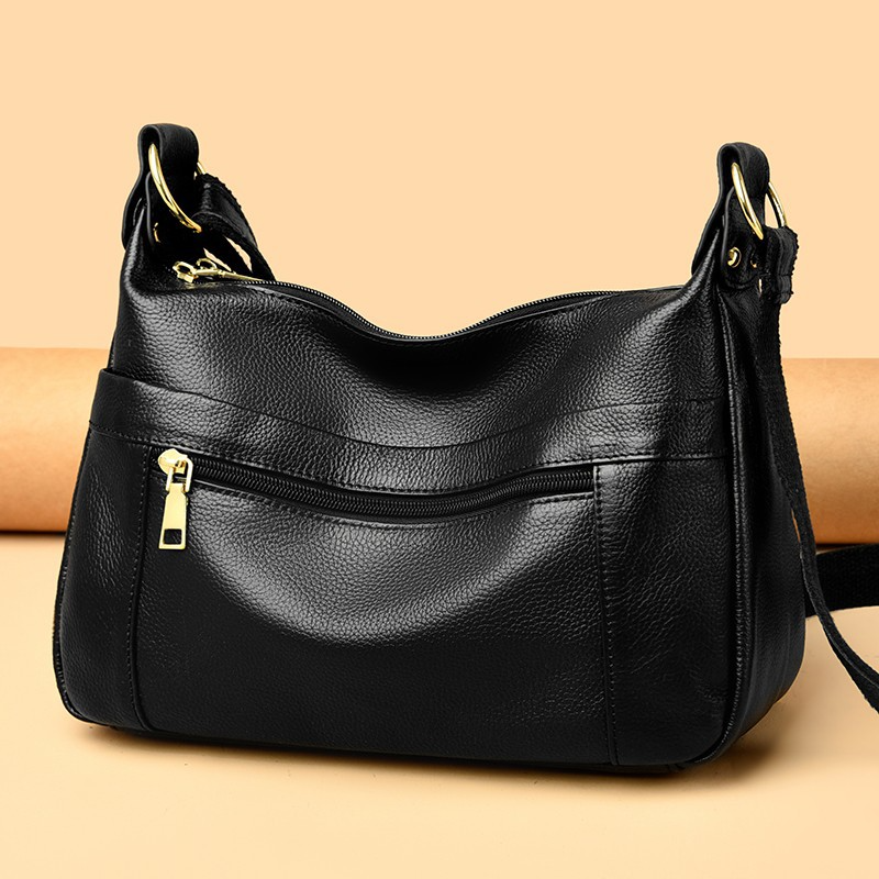 Damen Umhängetasche ⎜ Hochwertige Schultertasche aus Echtleder mit Robustem Design und Viel Stauraum