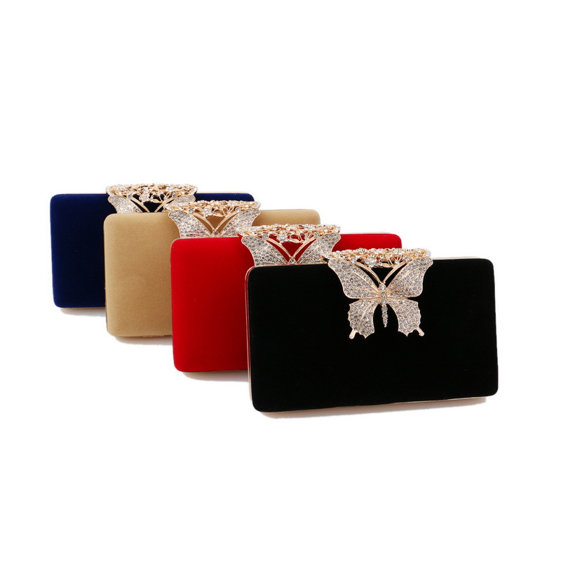 Abend-Clutch mit Schmetterlings-Applikation ⎜ Elegante Tasche aus Samt für festliche Anlässe