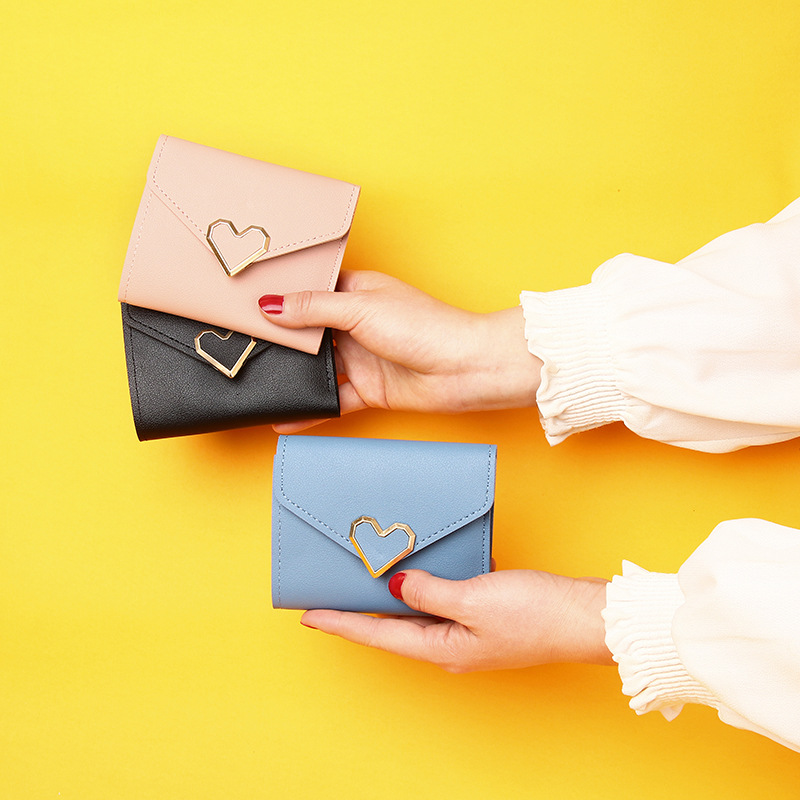 Mini Geldbörse für Damen ⎜ Kompakte Brieftasche mit Herzverschluss und Platz für Karten & Münzen