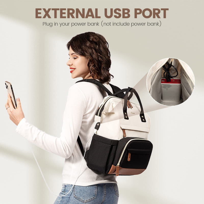 Laptop Rucksack für Damen ⎜ Großer Schulrucksack mit USB-Anschluss und viel Stauraum für Alltag und Reisen