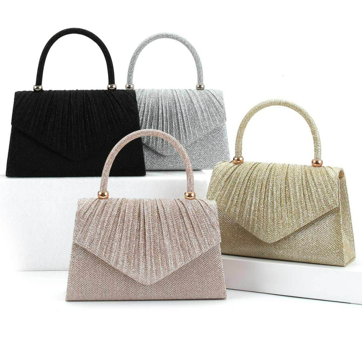 Abendtasche für Damen mit Glitzer-Optik ⎜ Elegante Handtasche für Hochzeit, Party und festliche Anlässe