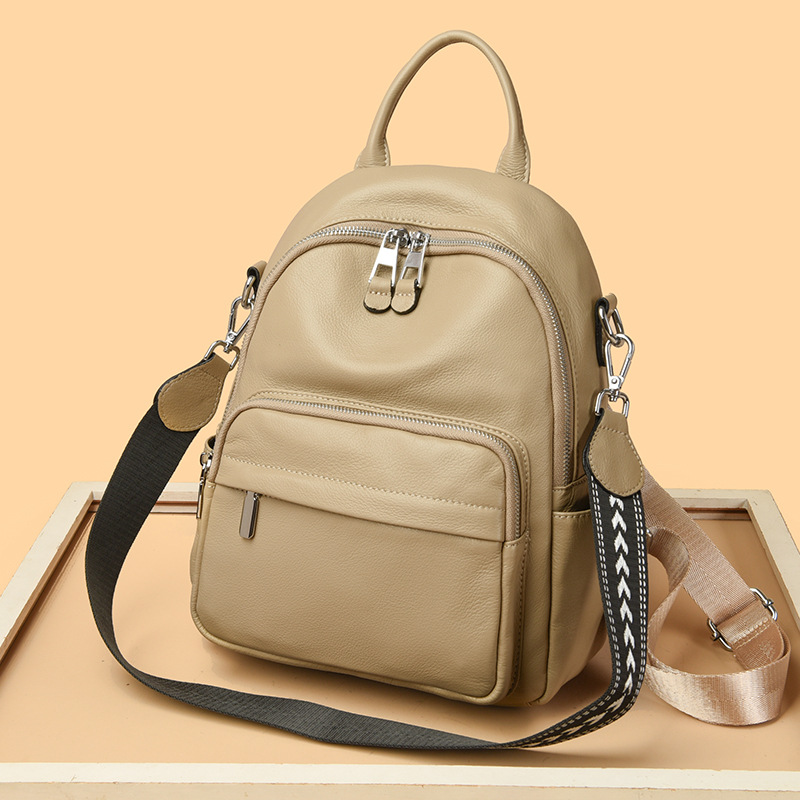 Damen Rucksack aus Leder ⎜ Vielseitiger Reiserucksack mit Fronttasche und verstellbarem Schultergurt für den Alltag