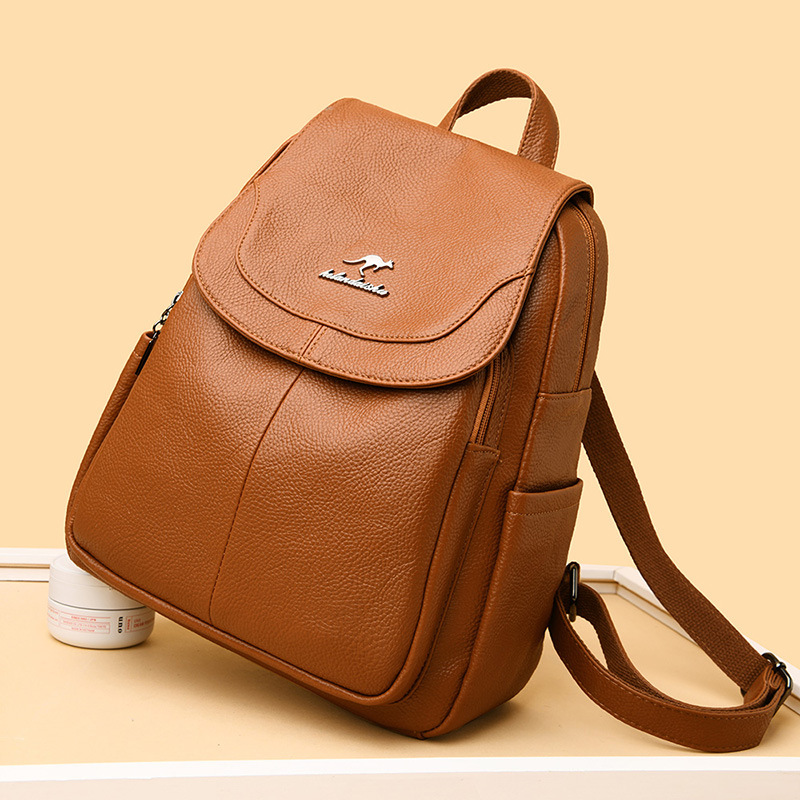 Damen Rucksack für Freizeit und Reisen ⎜ Bequemer Tagesrucksack aus Leder mit Außenfächern und Reißverschluss