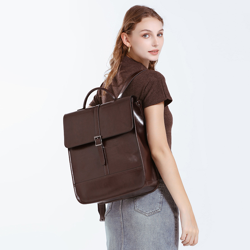 Reiserucksack Aus Leder Für Damen ⎜ Wasserabweisender Rucksack Im Britischen Stil Mit Verstellbaren Trägern