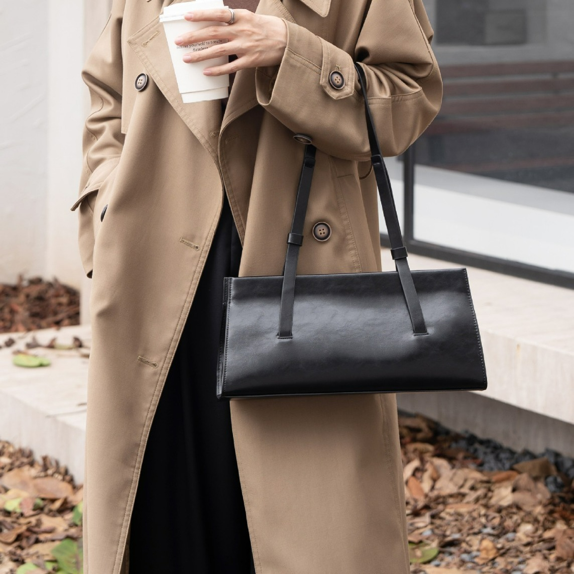 Schultertasche für Damen ⎜ Elegante Underarm-Bag in Lederoptik mit langem Henkel für Alltag und Büro-Outfits