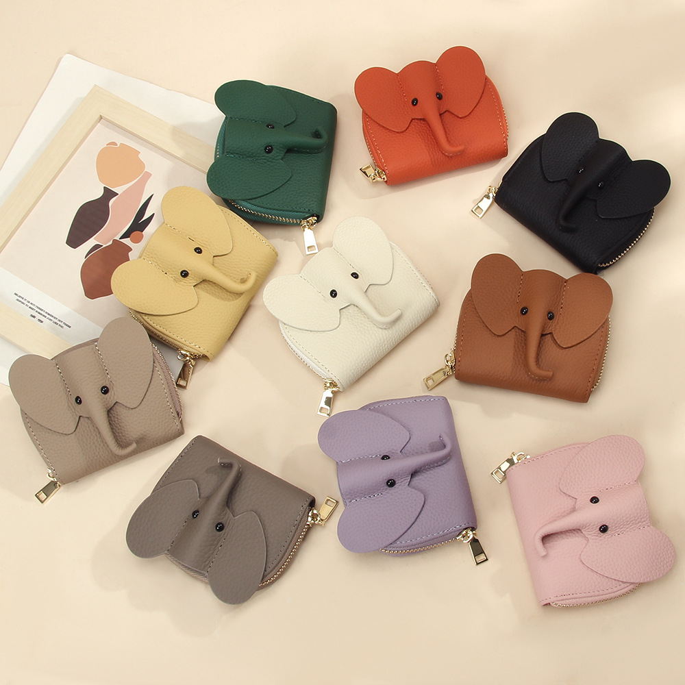 Kartenetui mit Reißverschluss für Damen ⎜ Kreatives Elefanten-Design mit Fächern für Karten und Münzen