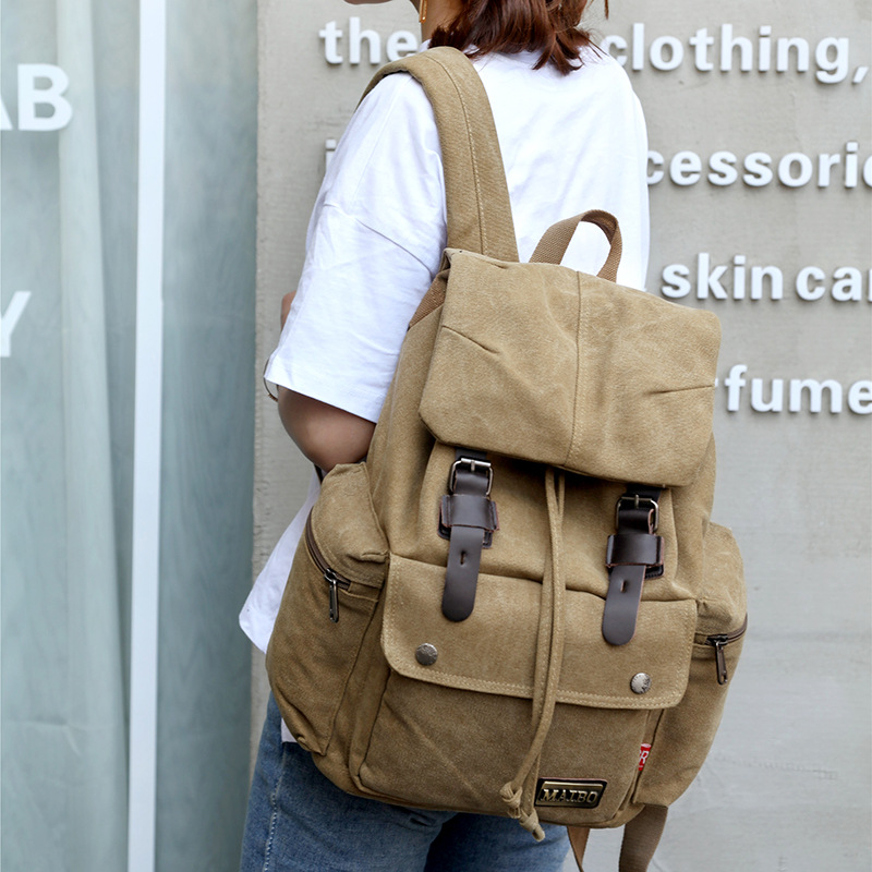 Canvas Rucksack Unisex ⎜ Großer Stauraum mit Laptopfach für Schule und Alltag
