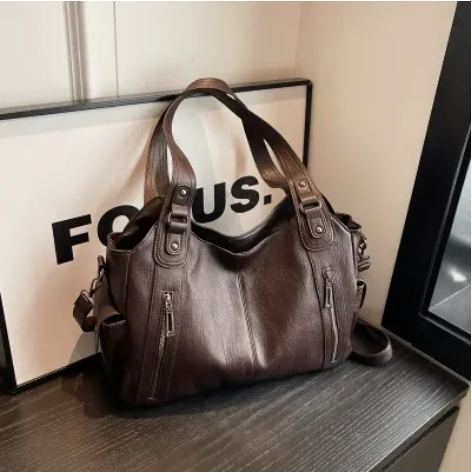 Handtasche für Damen ⎜ Geräumige Schultertasche aus Kunstleder mit Reißverschlüssen für Alltag und Freizeit