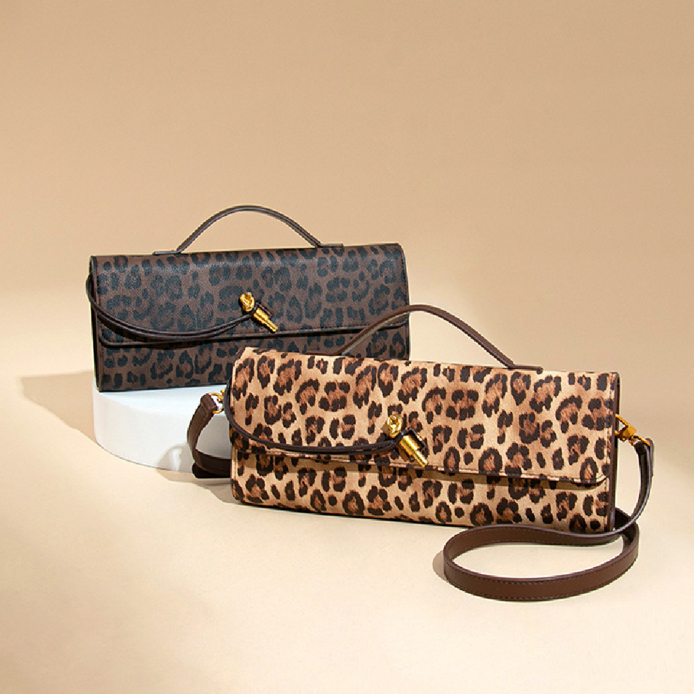 Abendtasche für Damen ⎜ Elegante Umhängetasche mit Retro-Look und stilvollem Leopardenmuster