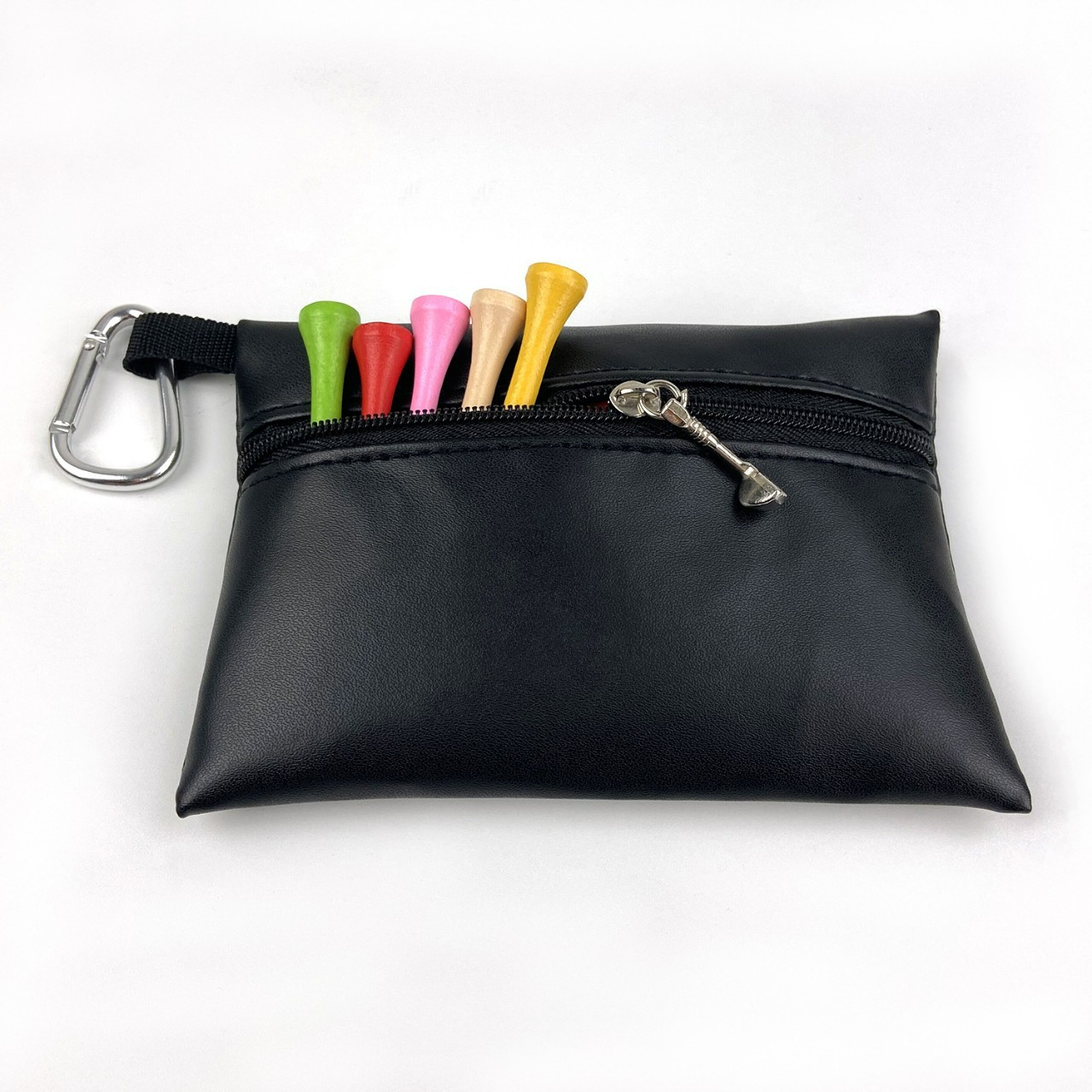 Golf Tee Tasche ⎜ Kompakte Aufbewahrungstasche mit Reißverschluss und Karabiner zur Befestigung am Gürtel