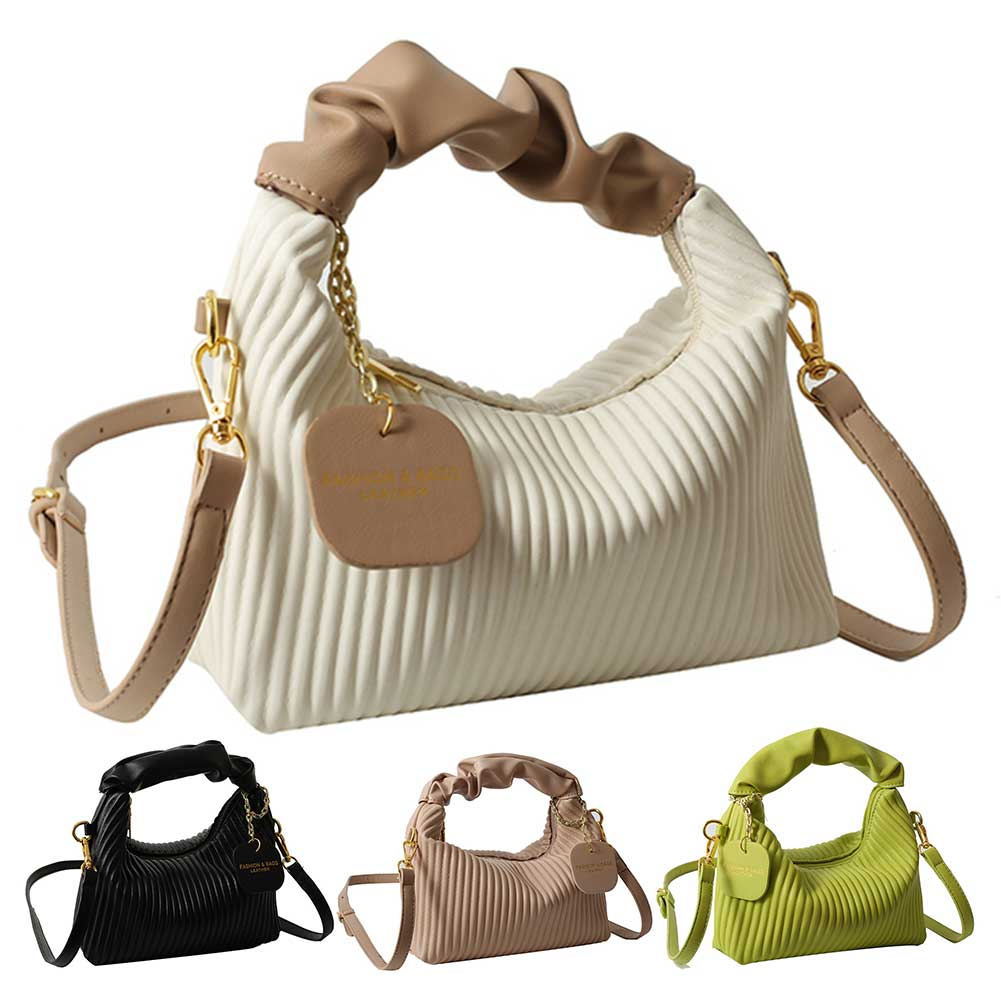 Umhängetasche für Damen ⎜ Kleine gesteppte Handtasche mit Rüschengriff und modernem Design