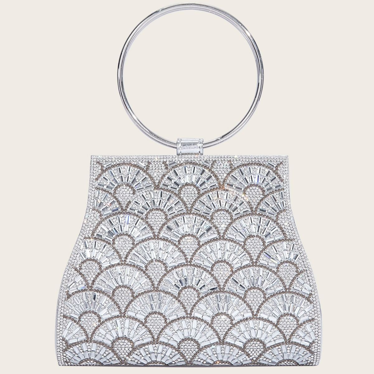 Clutch für Damen ⎜ Glitzernde Abendtasche mit Ringgriff und Strassbesatz für elegante Anlässe und Events