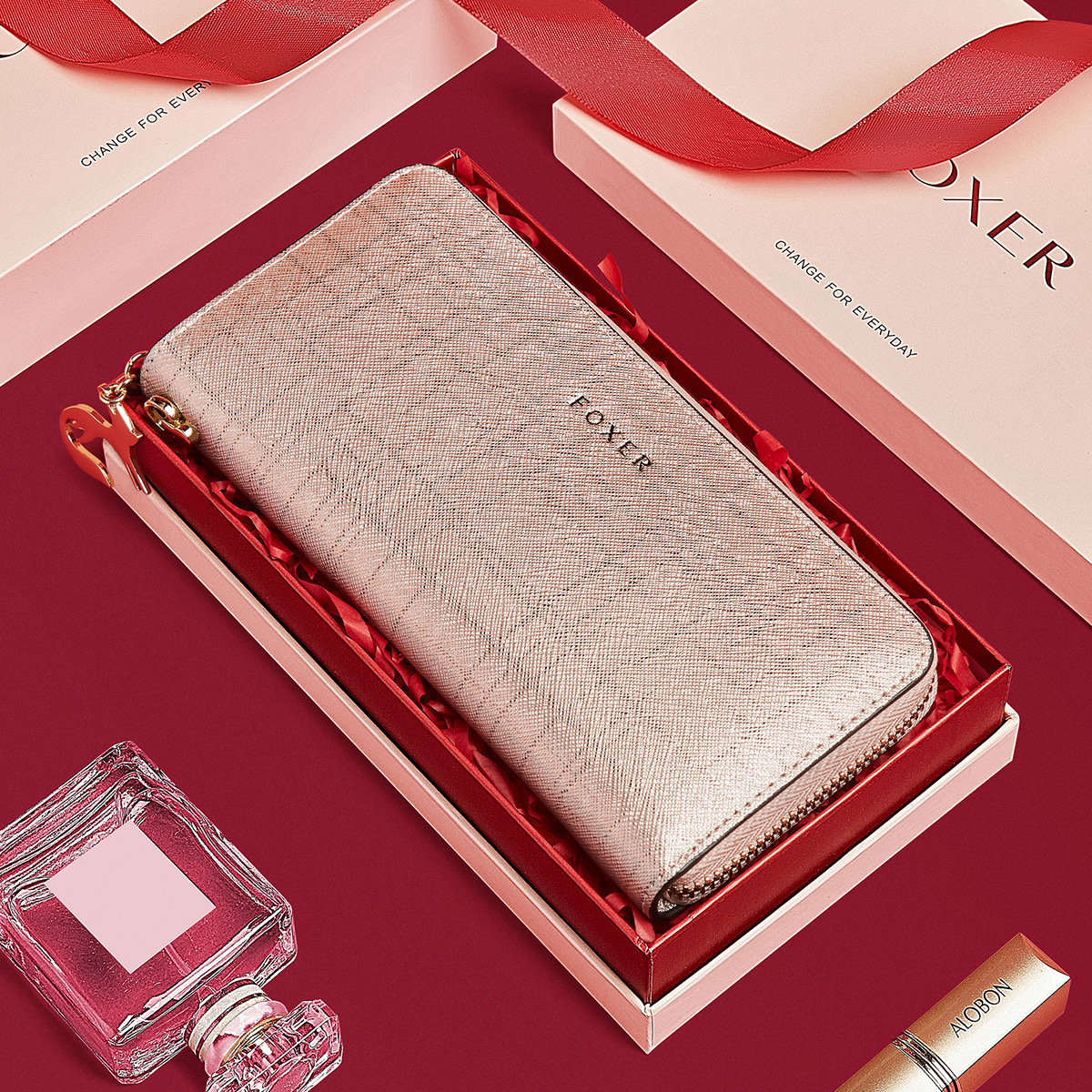 Münzbörse für Damen ⎜ Lange Clutch mit mehreren Kartenfächern und elegantem Design