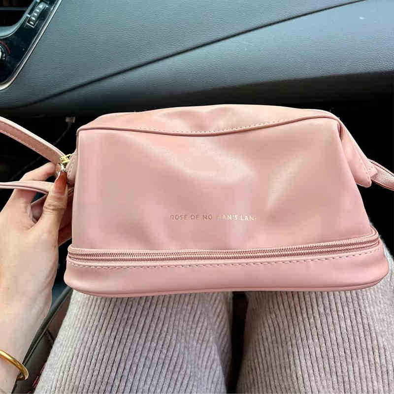 Kosmetiktasche für Damen ⎜ Zweilagige Kulturtasche mit Tragegriff und extra Stauraum für Reisen