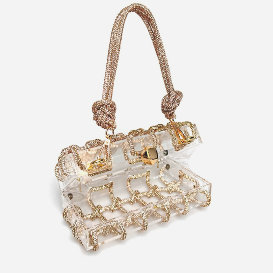 Glamouröse Clutch für Damen ⎜ Funkelnde Strasssteine im eleganten Design für besondere Anlässe