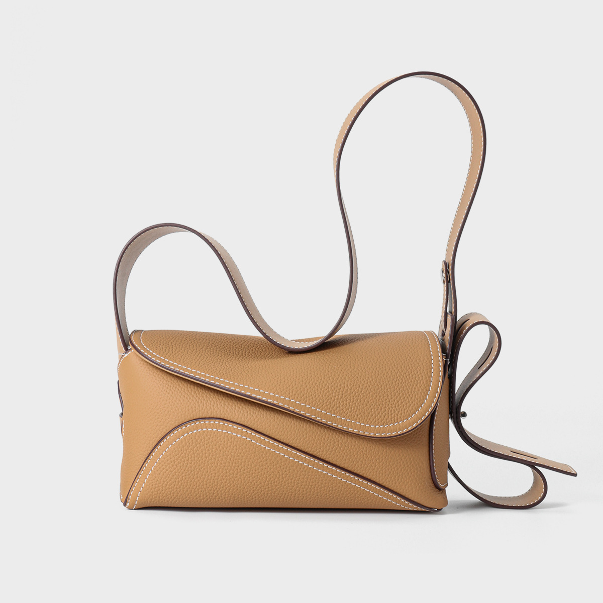 Umhängetasche für Damen ⎜ Stylische Schultertasche in Kissenform mit Kontrastnähten für Alltag und Ausgehen