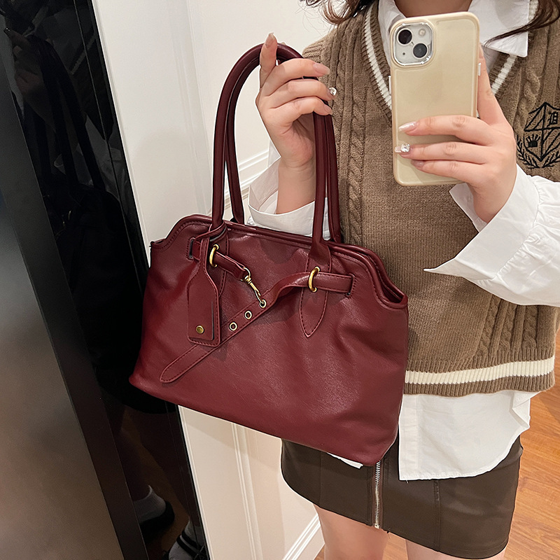 Handtasche für Damen ⎜ Retro-Boston-Bag mit großem Stauraum und festen Henkeln für Alltag und Büro