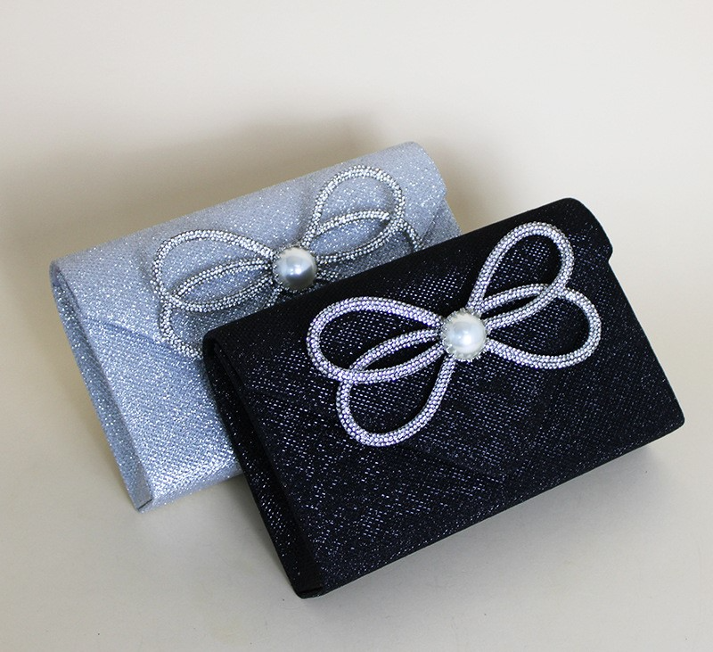Damen Clutch Tasche ⎜ Elegante Abendtasche mit Schleife für Party und besondere Anlässe