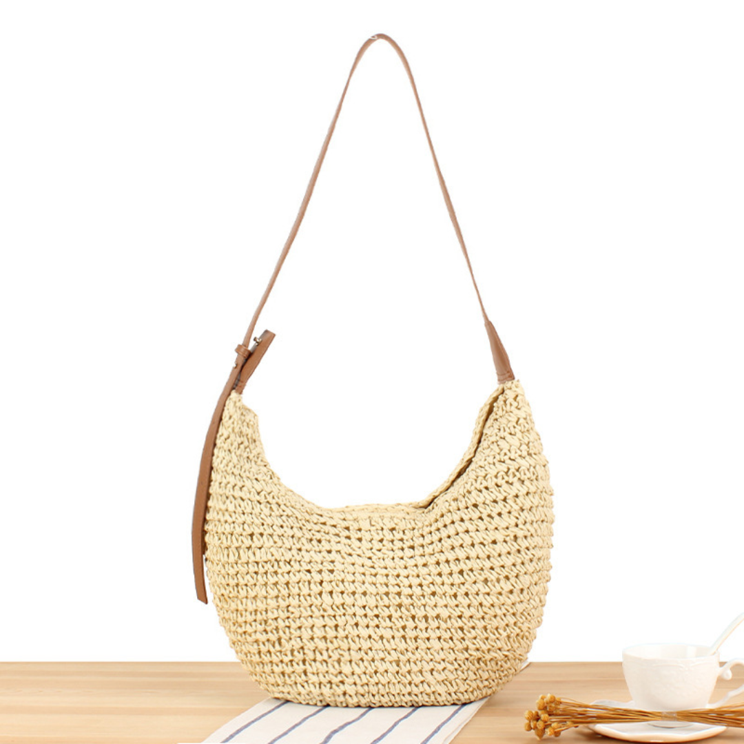 Handtasche aus Papiergarn ⎜ Leichte, handgewebte Umhängetasche im Casual-Stil für den Alltag