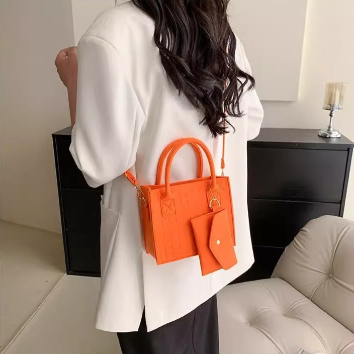 Filztasche Damen ⎜ Kleine Handtasche mit abnehmbarer Geldbörse und verstellbarem Schultergurt