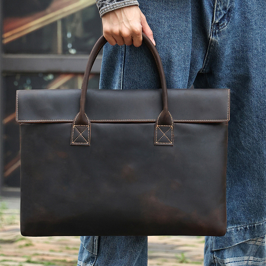 Leder Umhängetasche für Herren ⎜ Elegante Aktentasche mit robusten Griffen und klassischem Design