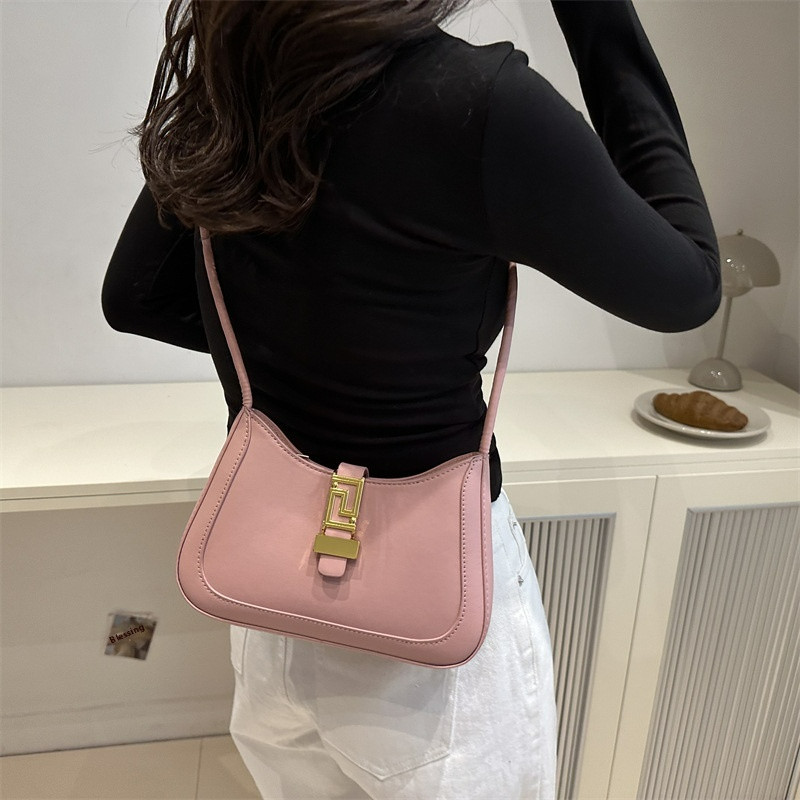 Schultertasche für Damen ⎜ Elegante Retro-Underarm-Bag mit goldener Schnalle und Knotenriemen für stilvolle Outfits