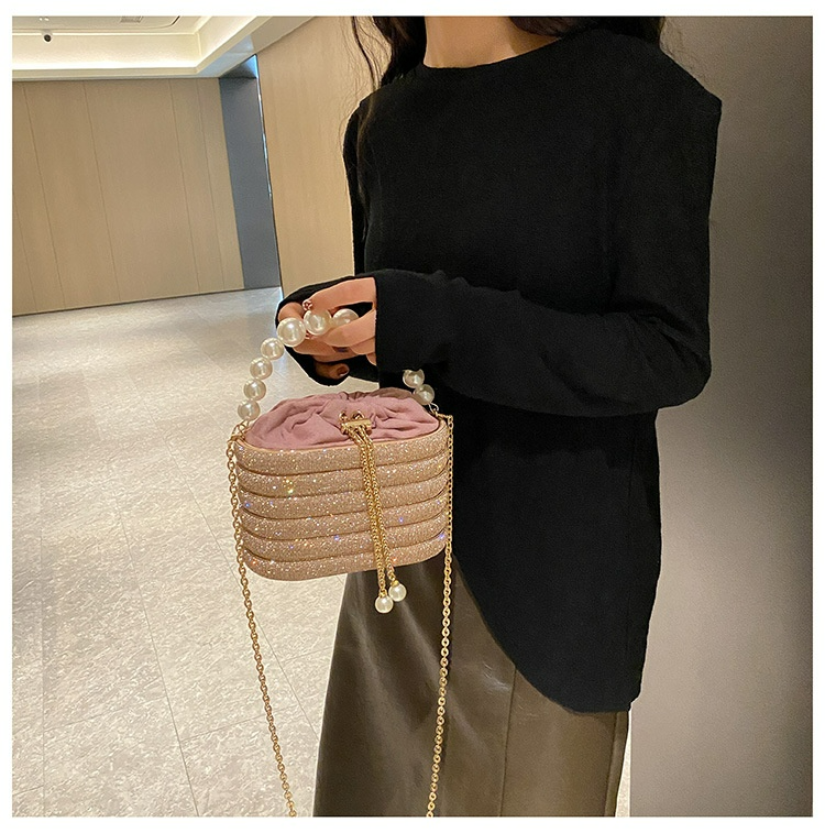 Abendtasche für Damen ⎜ Elegante Perlenhenkel-Bag mit Glitzerdesign für Party, Dinner und besondere Anlässe