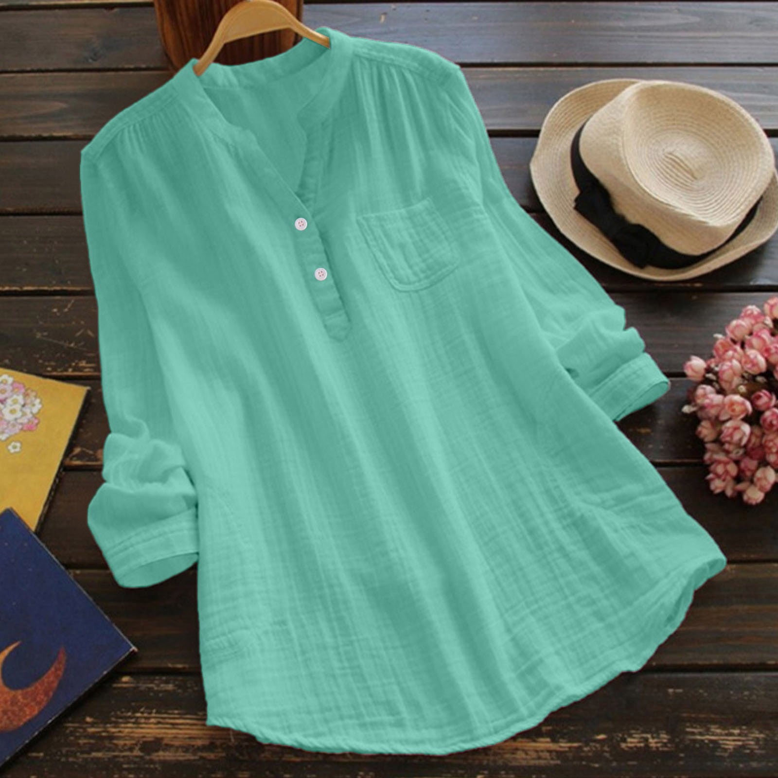 Muslin -Blusenshirt in verschiedenen farben
