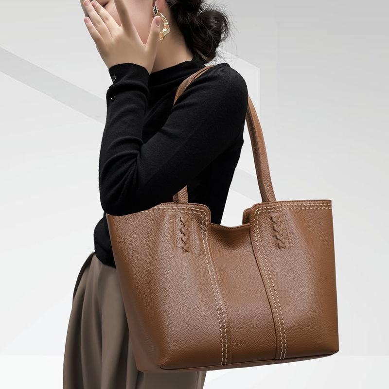 Shopper Tasche für Damen ⎜ Geräumige Ledertasche mit Doppelhenkel für Büro, Stadt und Alltag