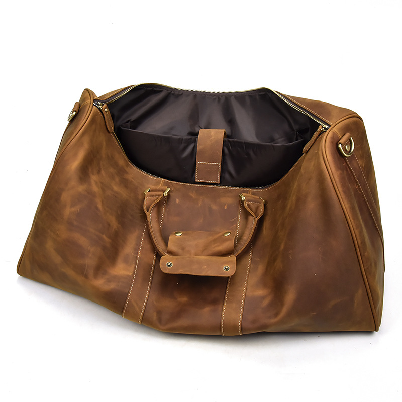 Leder Reisetasche für Herren ⎜ Robuste Umhängetasche mit verstellbarem Riemen und Stauraum